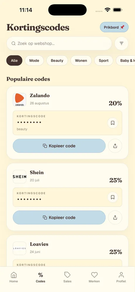 Kortingscodes: populaire codes, te kopiëren met één tik