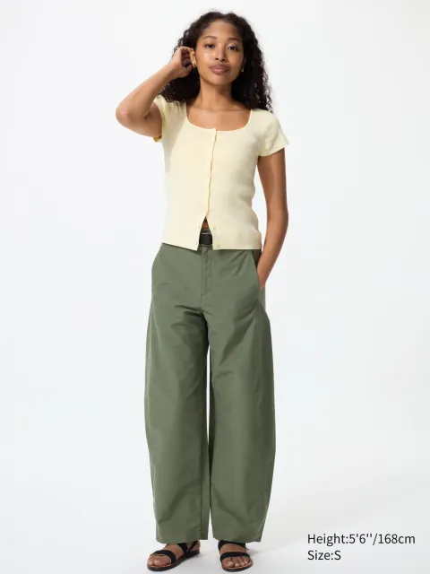 UNIQLO Jersey Barrel Fit Broek in olijfgroen